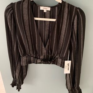 Black striped crop top never worn